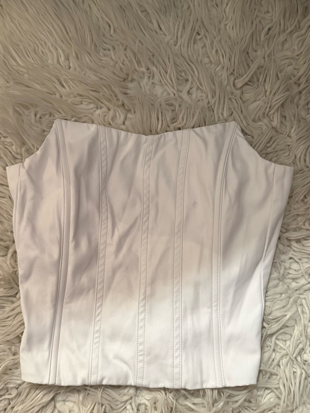Tiger Mist White Strapless Corset Bodysuit Top